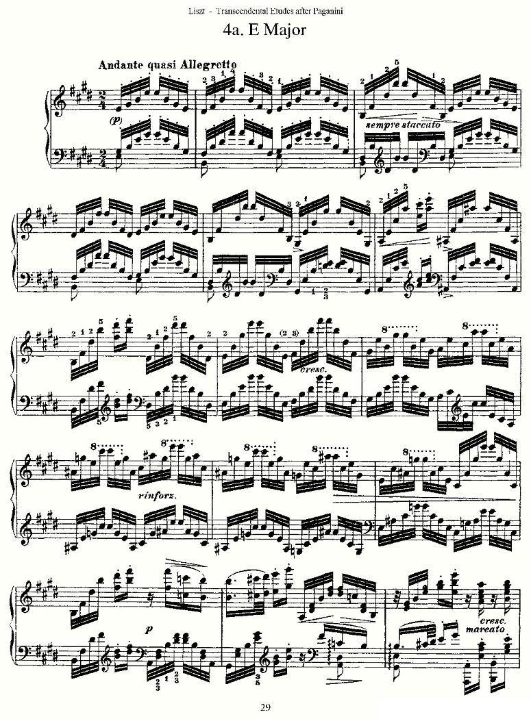李斯特六首帕格尼尼练习曲之（四）钢琴曲谱（图1）