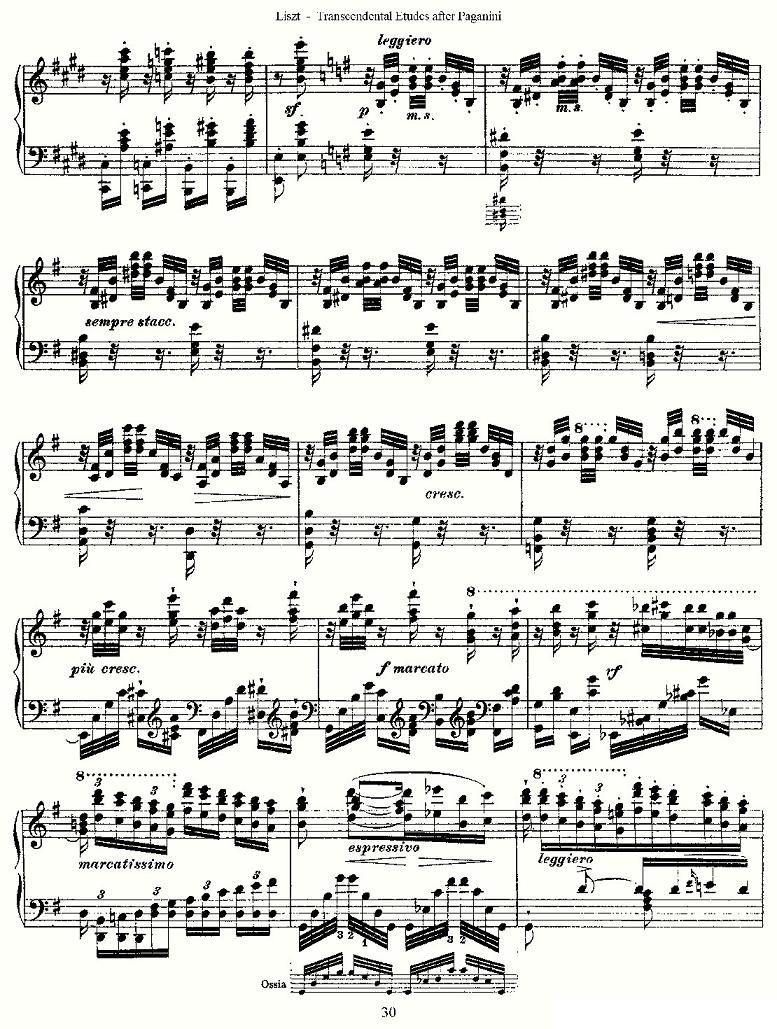 李斯特六首帕格尼尼练习曲之（四）钢琴曲谱（图2）