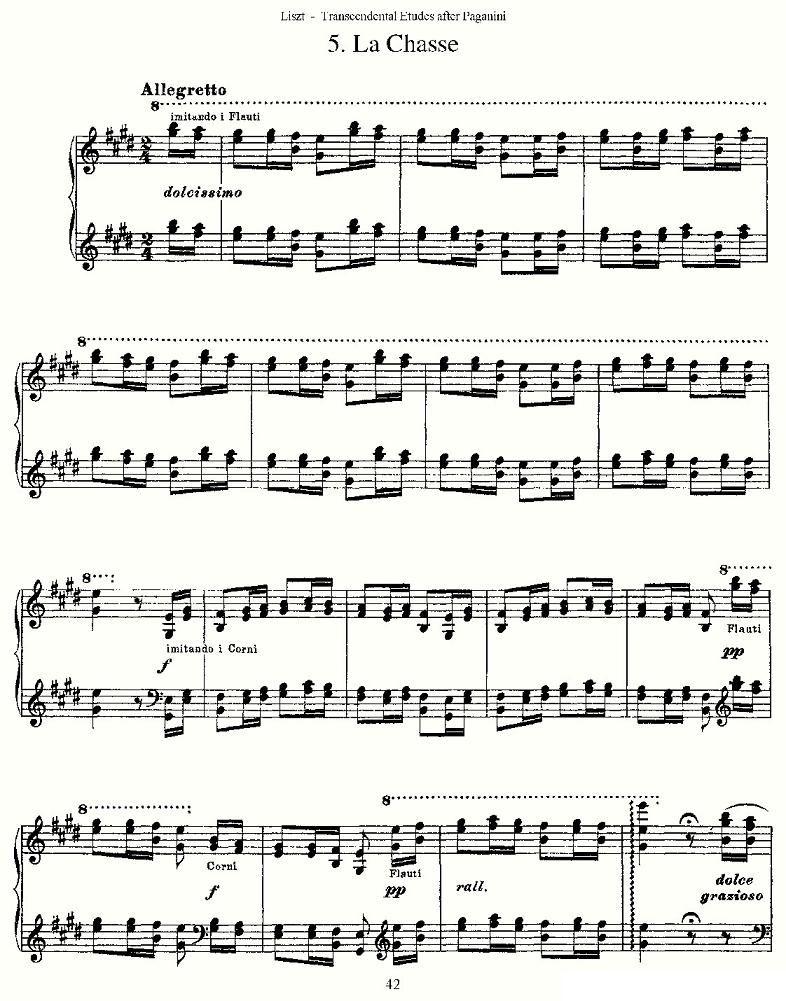 李斯特六首帕格尼尼练习曲之（五）钢琴曲谱（图1）
