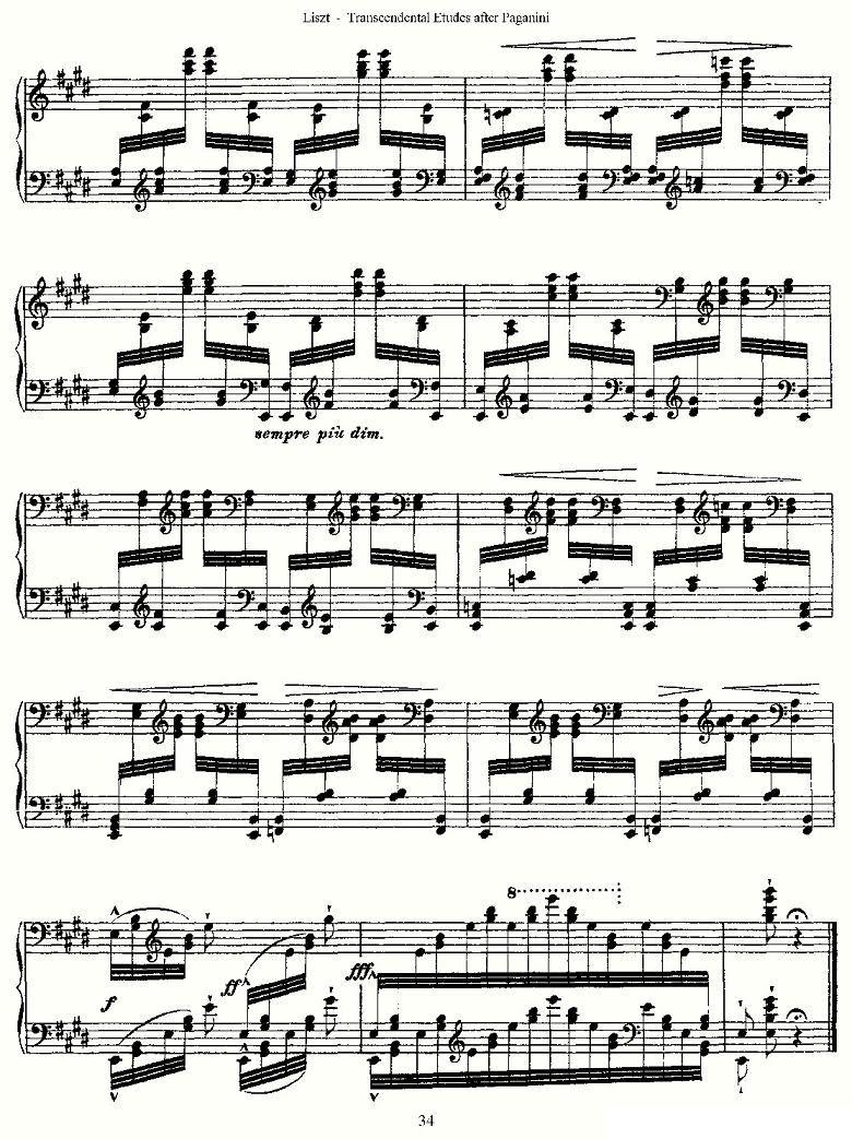 李斯特六首帕格尼尼练习曲之（四）钢琴曲谱（图6）