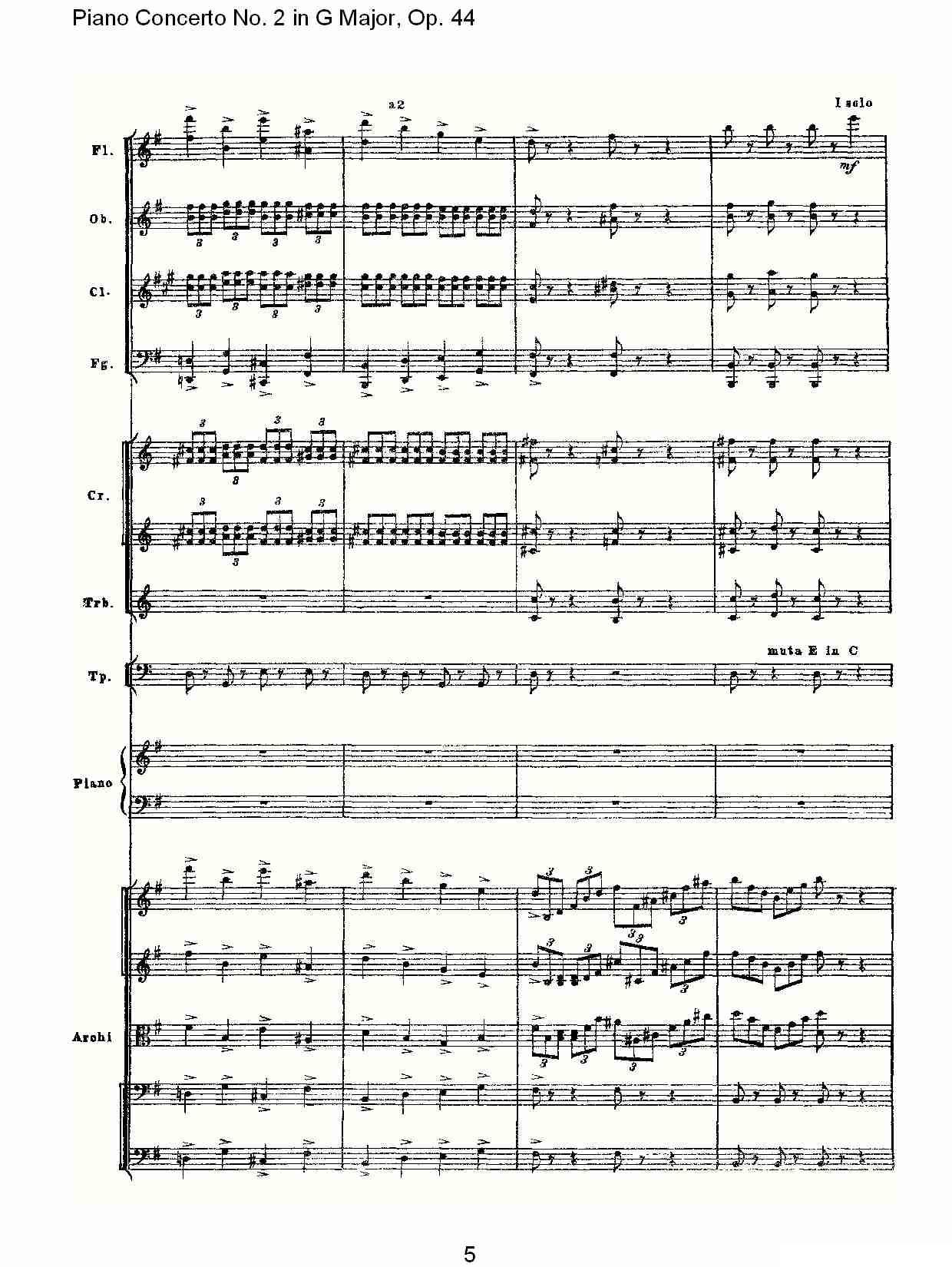 G大调第二钢琴协奏曲, Op.44第一乐章（一）钢琴曲谱（图5）