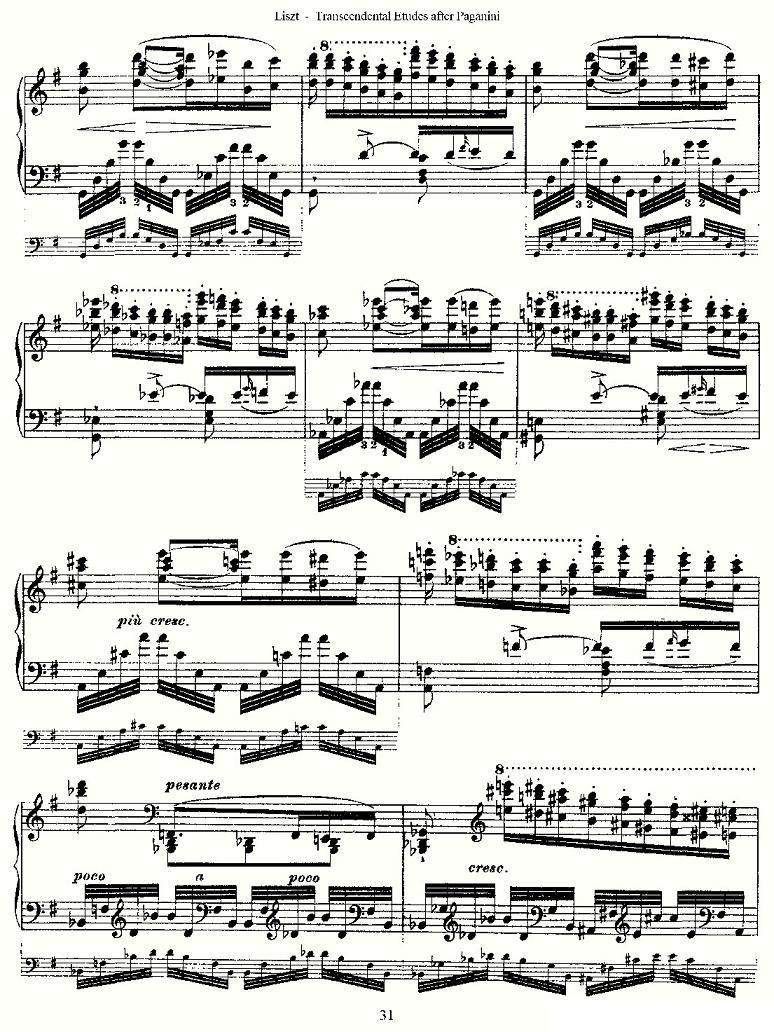 李斯特六首帕格尼尼练习曲之（四）钢琴曲谱（图3）