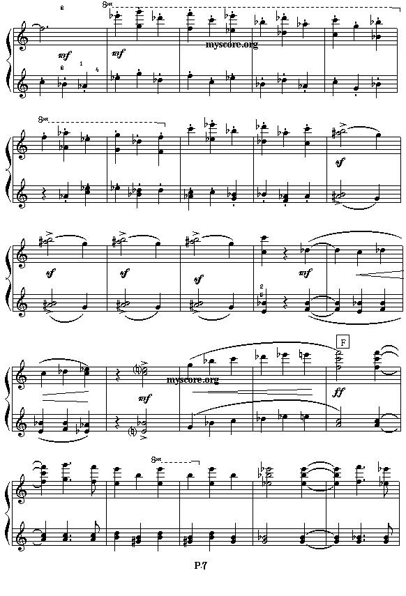 艾金娜与马塞拉涅尼亚双人舞（四手联弹之一）钢琴曲谱（图7）