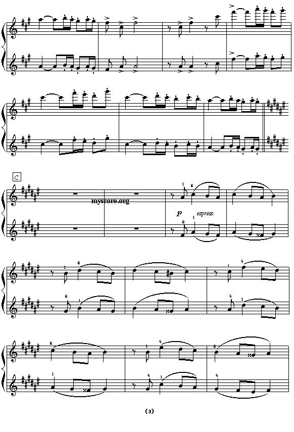 西班牙舞曲（四手联弹之一）钢琴曲谱（图3）