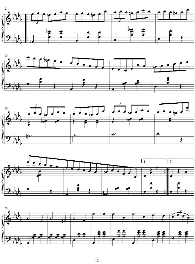 降D大调华丽圆舞曲（小狗圆舞曲）钢琴曲谱（图2）