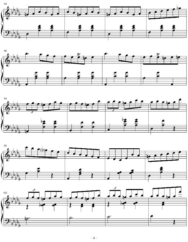 降D大调华丽圆舞曲（小狗圆舞曲）钢琴曲谱（图4）