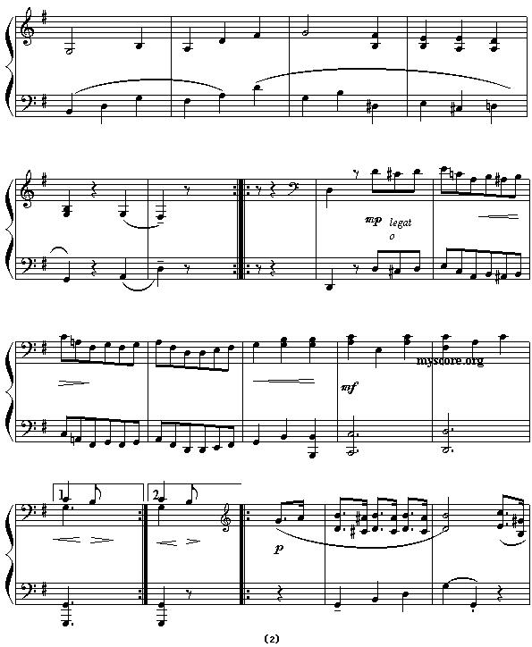 G大调小步舞曲（四手联弹之二）钢琴曲谱（图2）