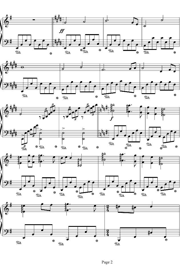 蓝色的爱（八度练习版）钢琴曲谱（图2）