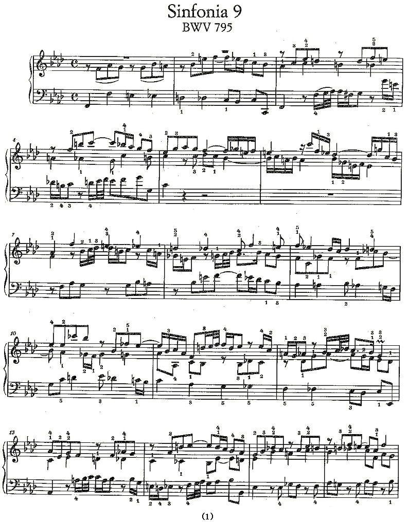 Sinfonia 9 BWV-795钢琴曲谱（图1）
