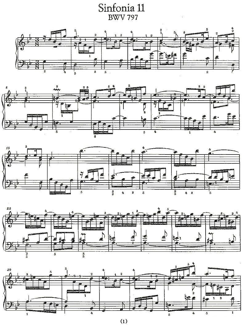Sinfonia 11 BWV-797钢琴曲谱（图1）