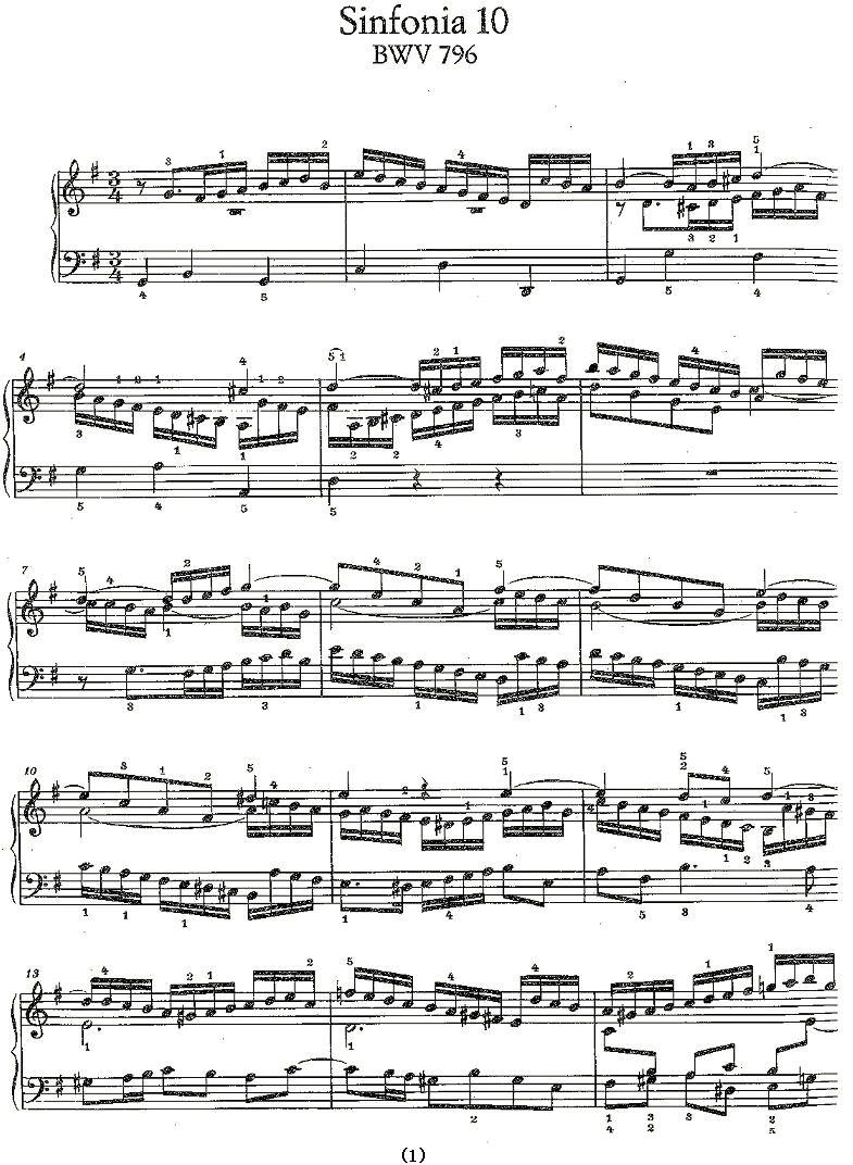 Sinfonia 10 BWV-796钢琴曲谱（图1）