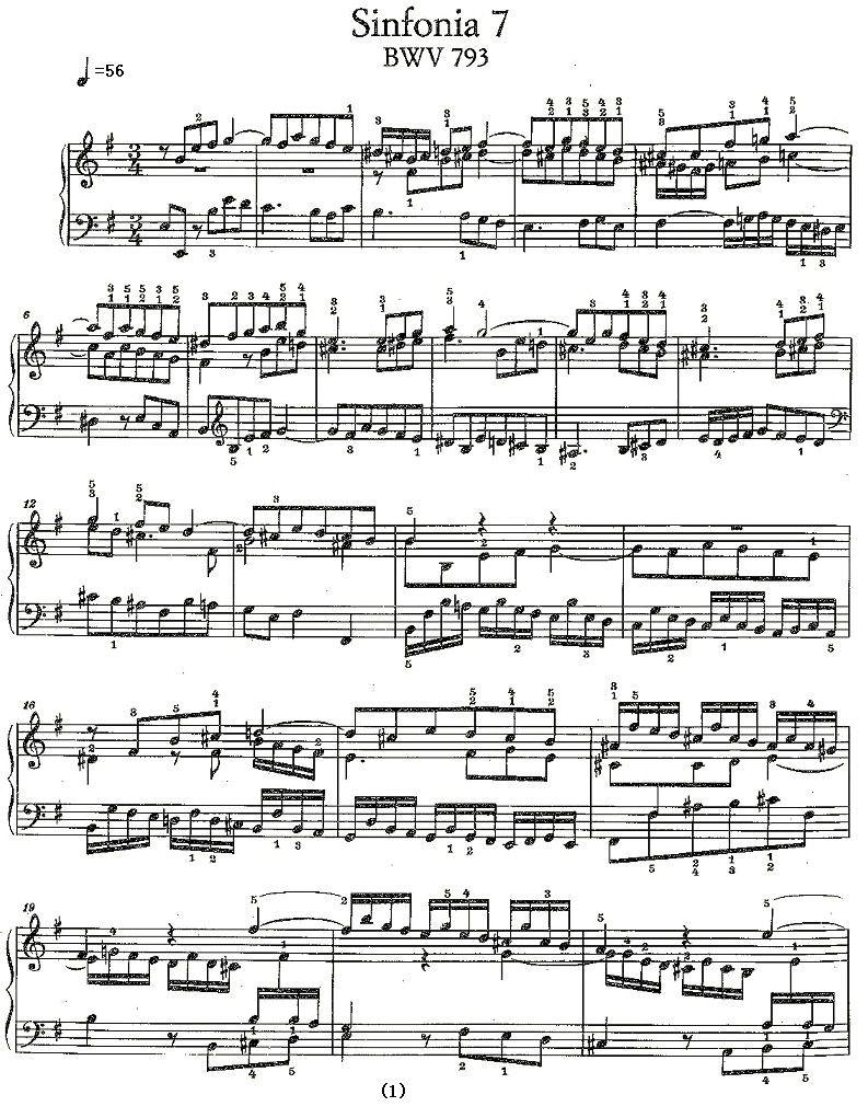 Sinfonia 7 BWV-793钢琴曲谱（图1）