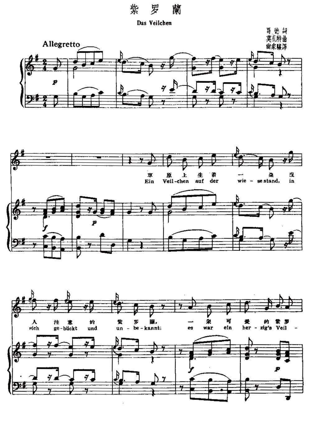 [奥]紫罗兰（中外文对照、正谱）钢琴曲谱（图5）