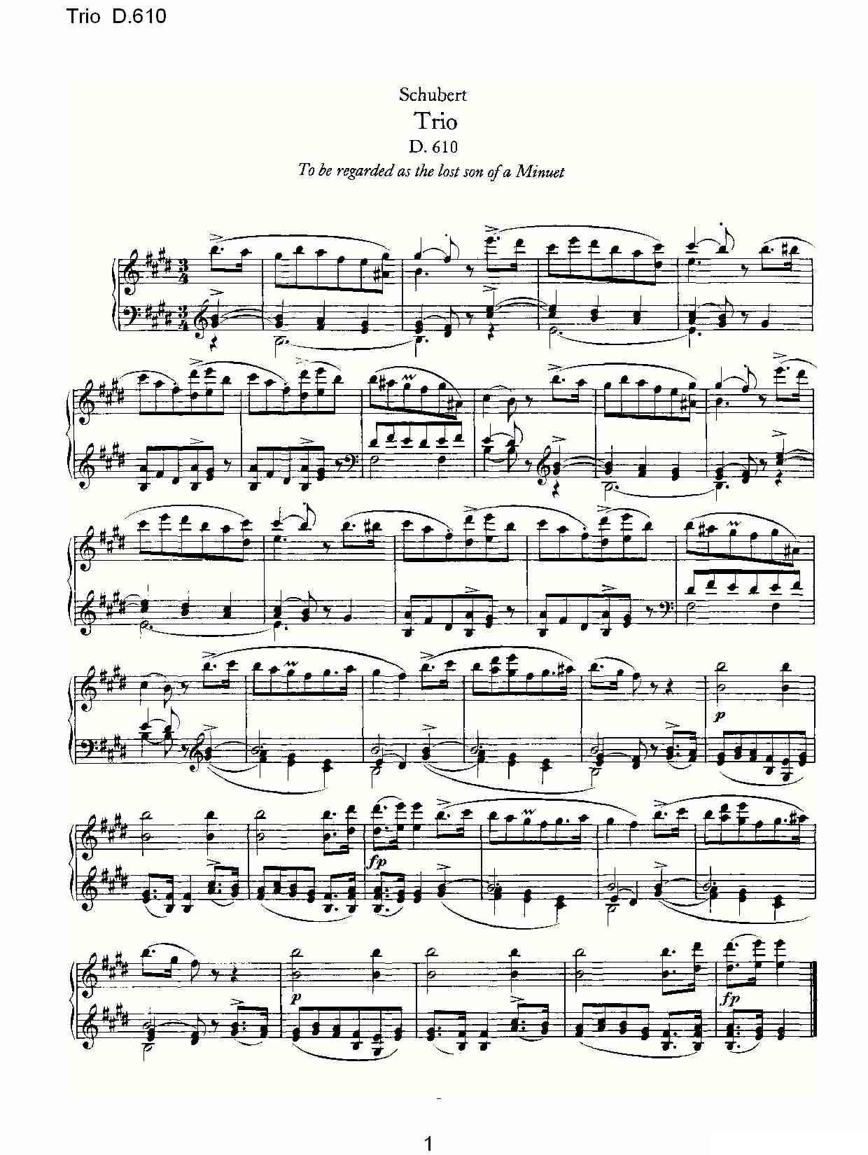 Trio D.610（三重奏 D.610）钢琴曲谱（图1）