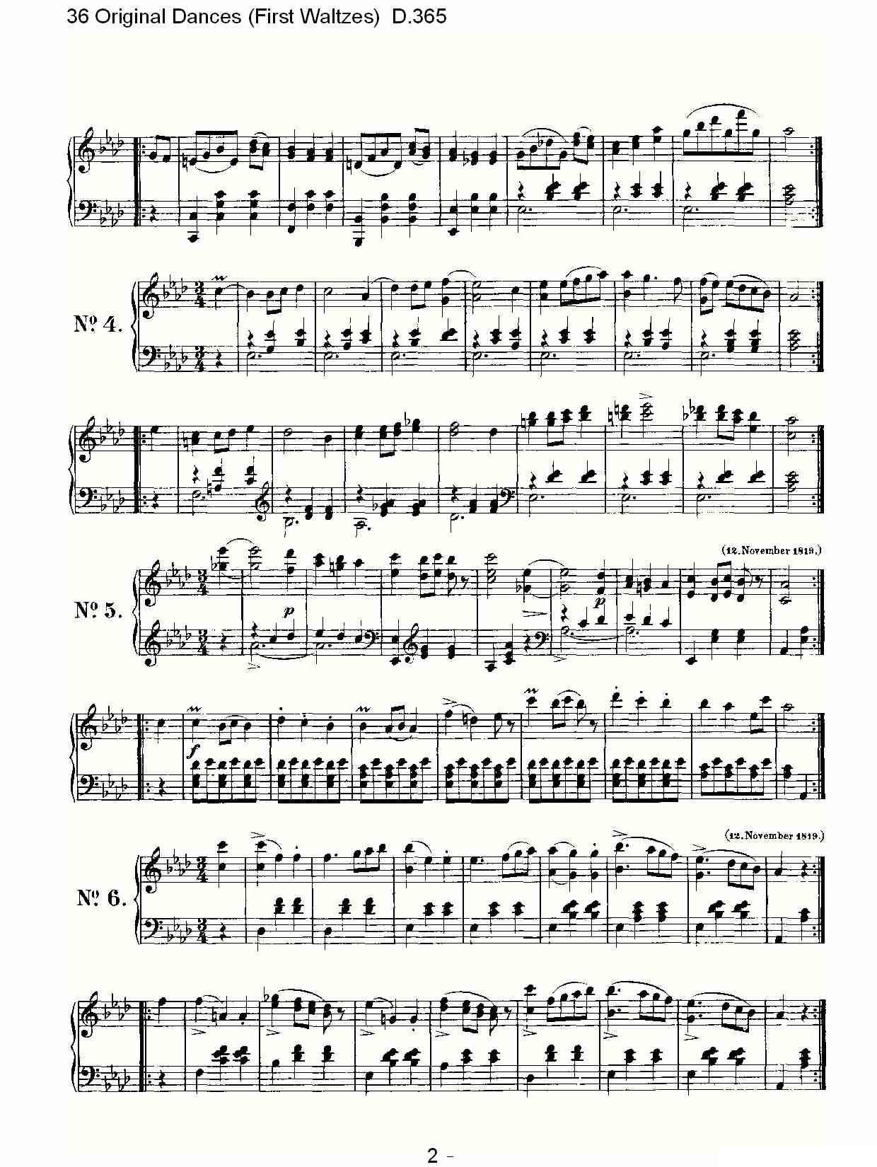 36 Original Dances（First Waltzes) D.36）钢琴曲谱（图2）