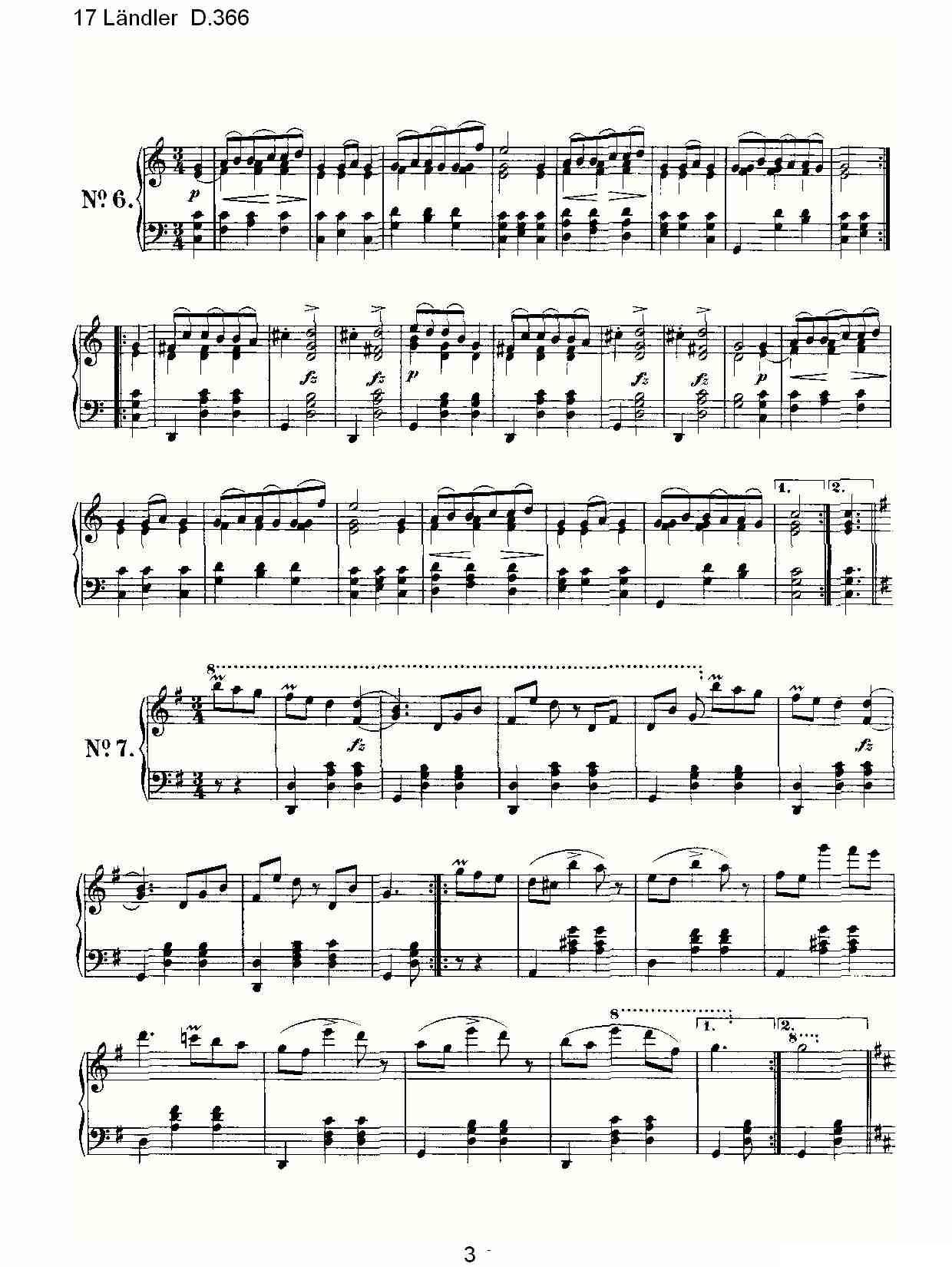 17 L?ndler D.366钢琴曲谱（图3）