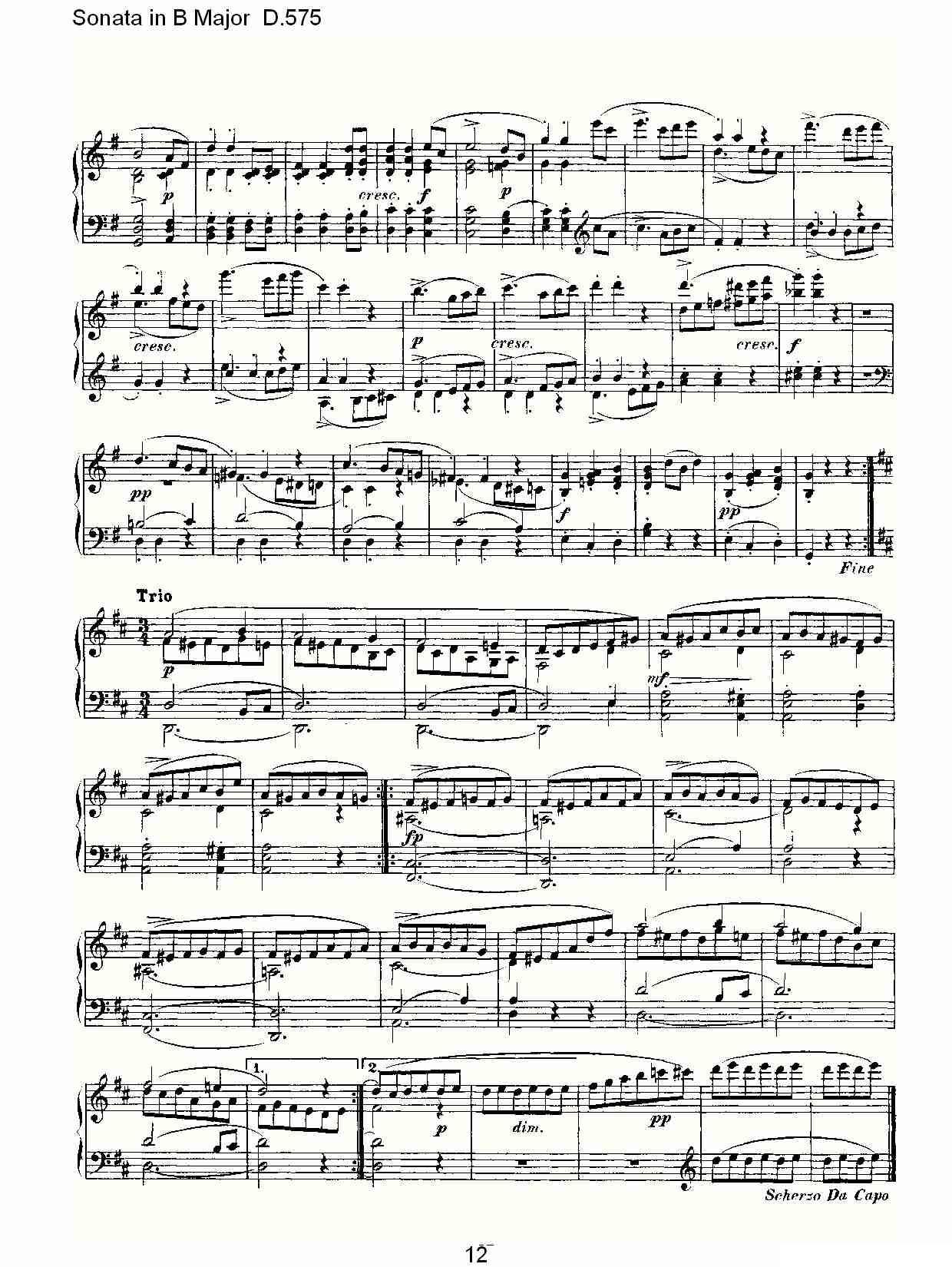 Sonata in B Major D.575（B大调奏鸣曲 D.575）钢琴曲谱（图12）