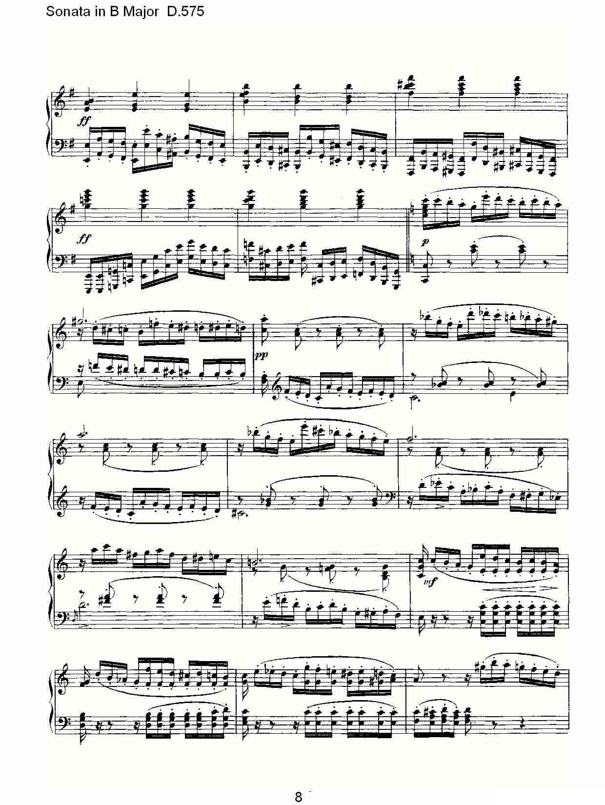 Sonata in B Major D.575（B大调奏鸣曲 D.575）钢琴曲谱（图8）