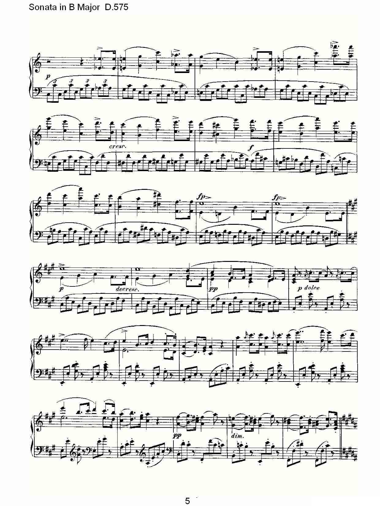 Sonata in B Major D.575（B大调奏鸣曲 D.575）钢琴曲谱（图5）
