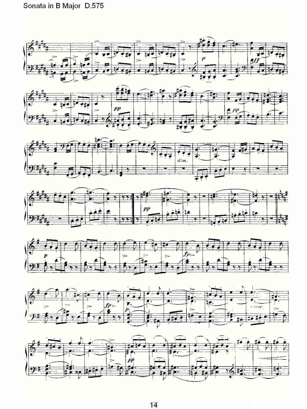 Sonata in B Major D.575（B大调奏鸣曲 D.575）钢琴曲谱（图14）