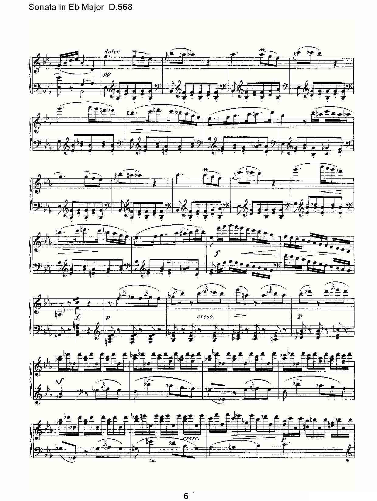 Sonata in Eb Major D.568（Eb大调奏鸣曲 D.568）钢琴曲谱（图6）