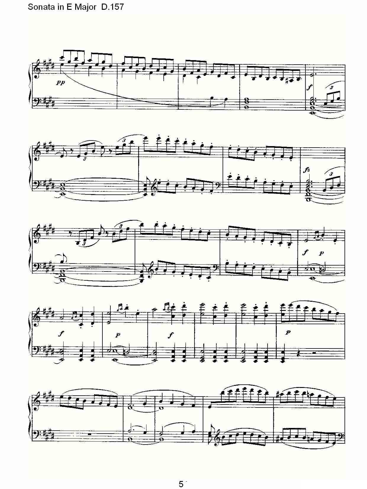 Sonata in E Major D.157（E大调奏鸣曲 D.157）钢琴曲谱（图5）