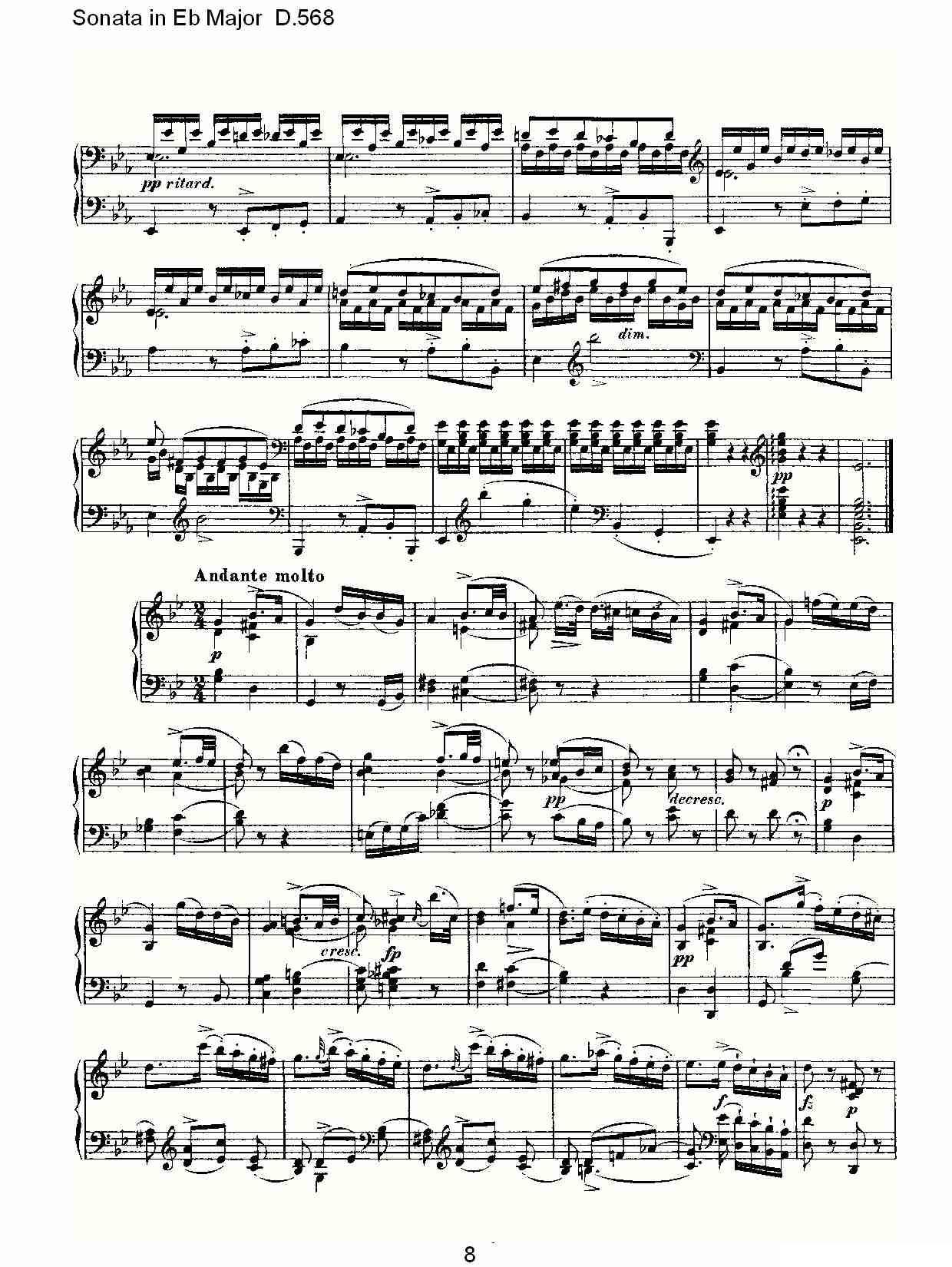 Sonata in Eb Major D.568（Eb大调奏鸣曲 D.568）钢琴曲谱（图8）