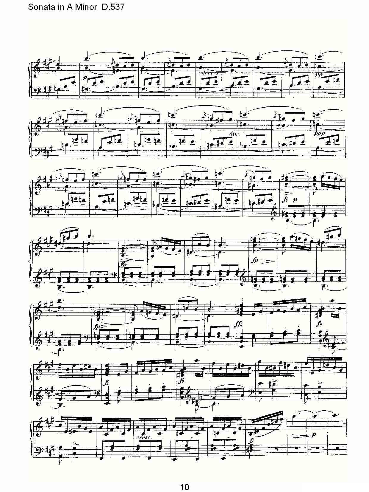 Sonata in A Minor D.537（A小调奏鸣曲 D.537）钢琴曲谱（图10）