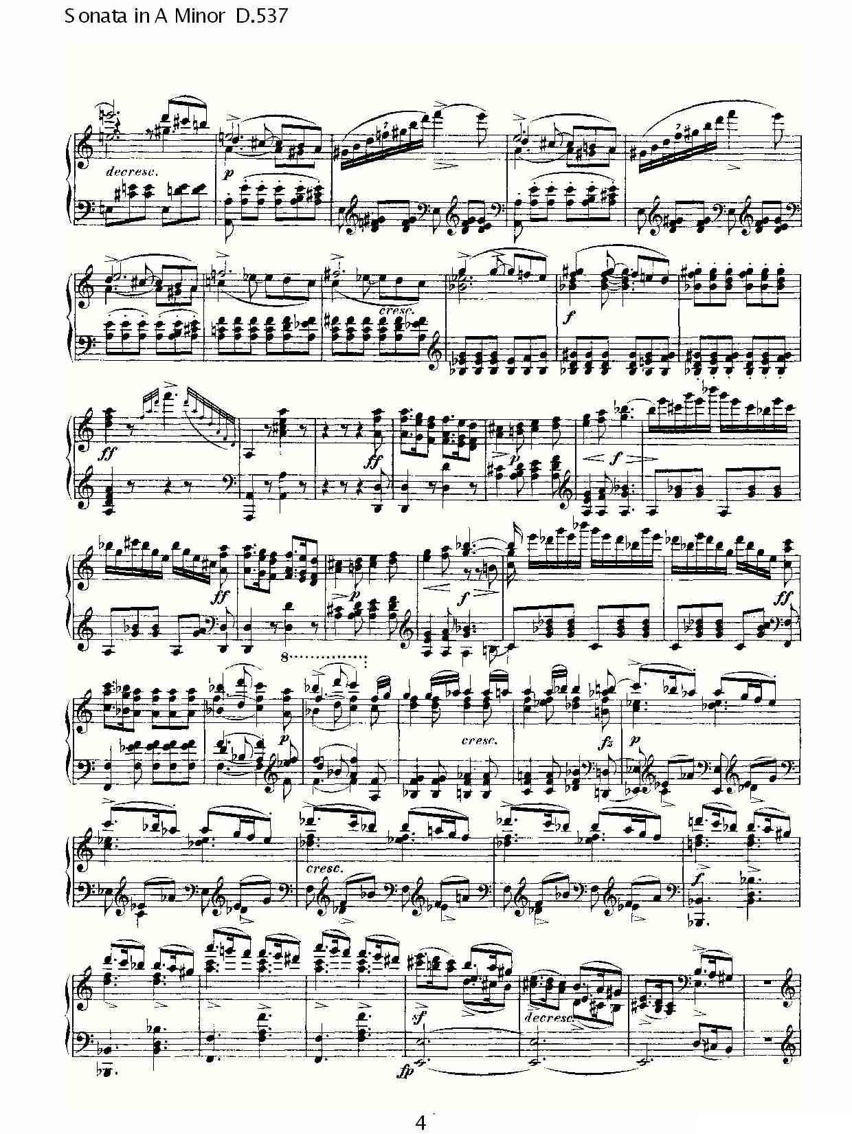 Sonata in A Minor D.537（A小调奏鸣曲 D.537）钢琴曲谱（图4）