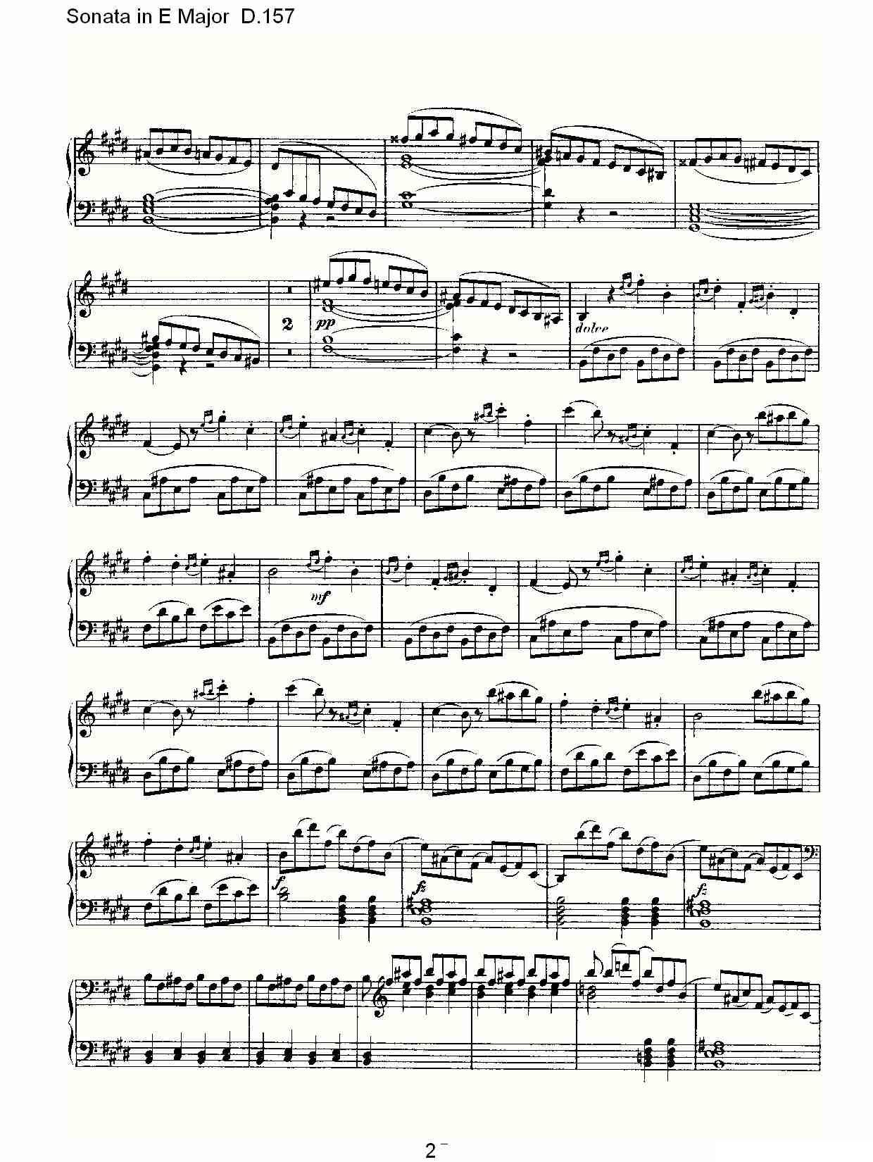 Sonata in E Major D.157（E大调奏鸣曲 D.157）钢琴曲谱（图2）