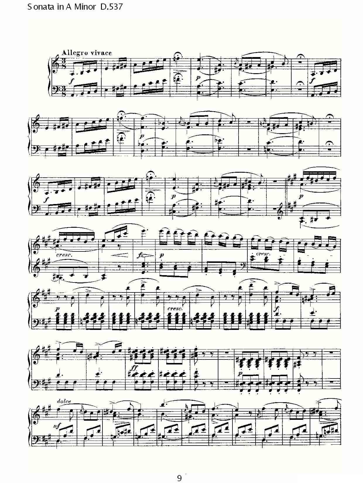 Sonata in A Minor D.537（A小调奏鸣曲 D.537）钢琴曲谱（图9）