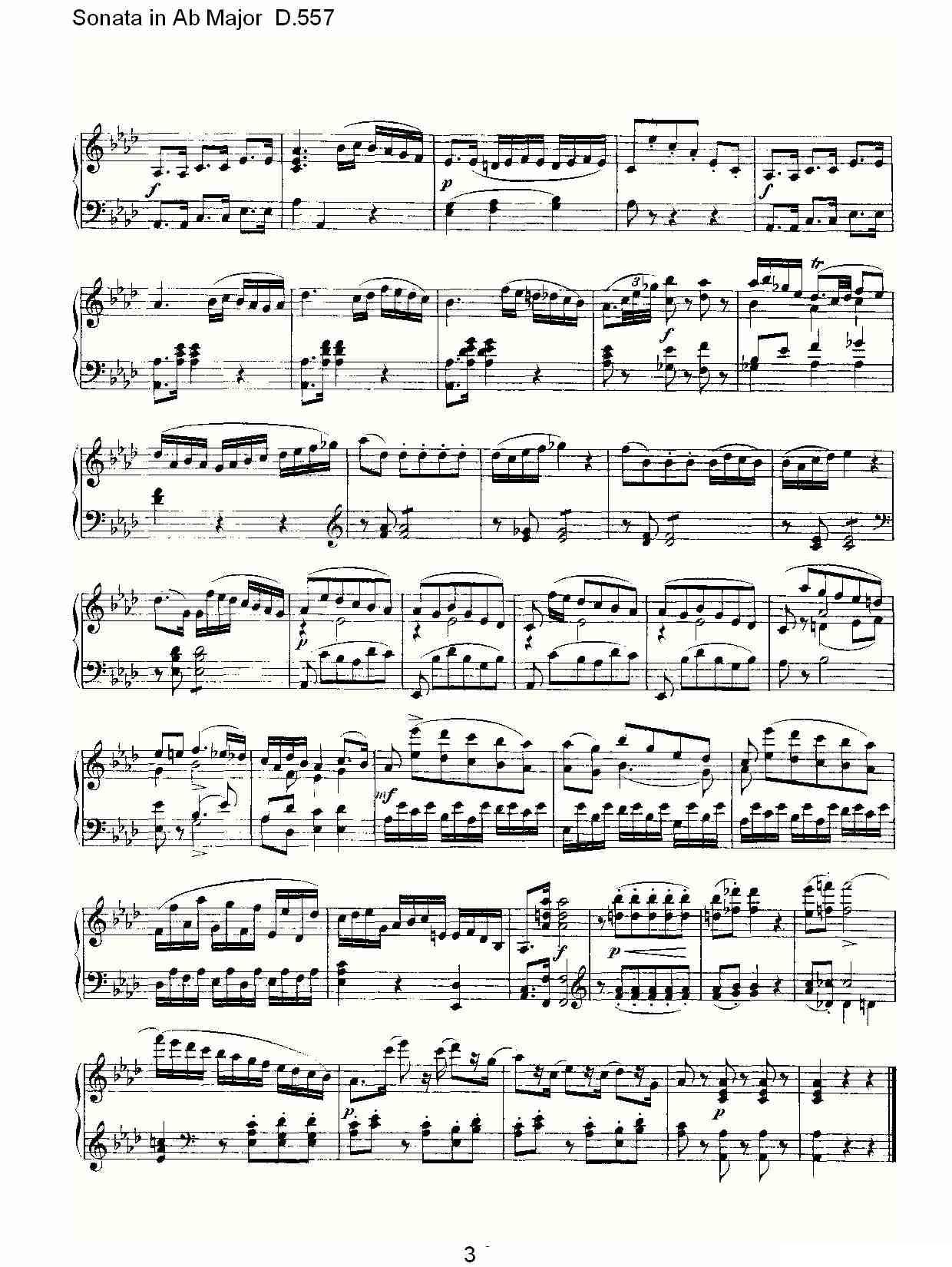 Sonata in Ab Major D.557（Ab大调奏鸣曲 D.557）钢琴曲谱（图3）