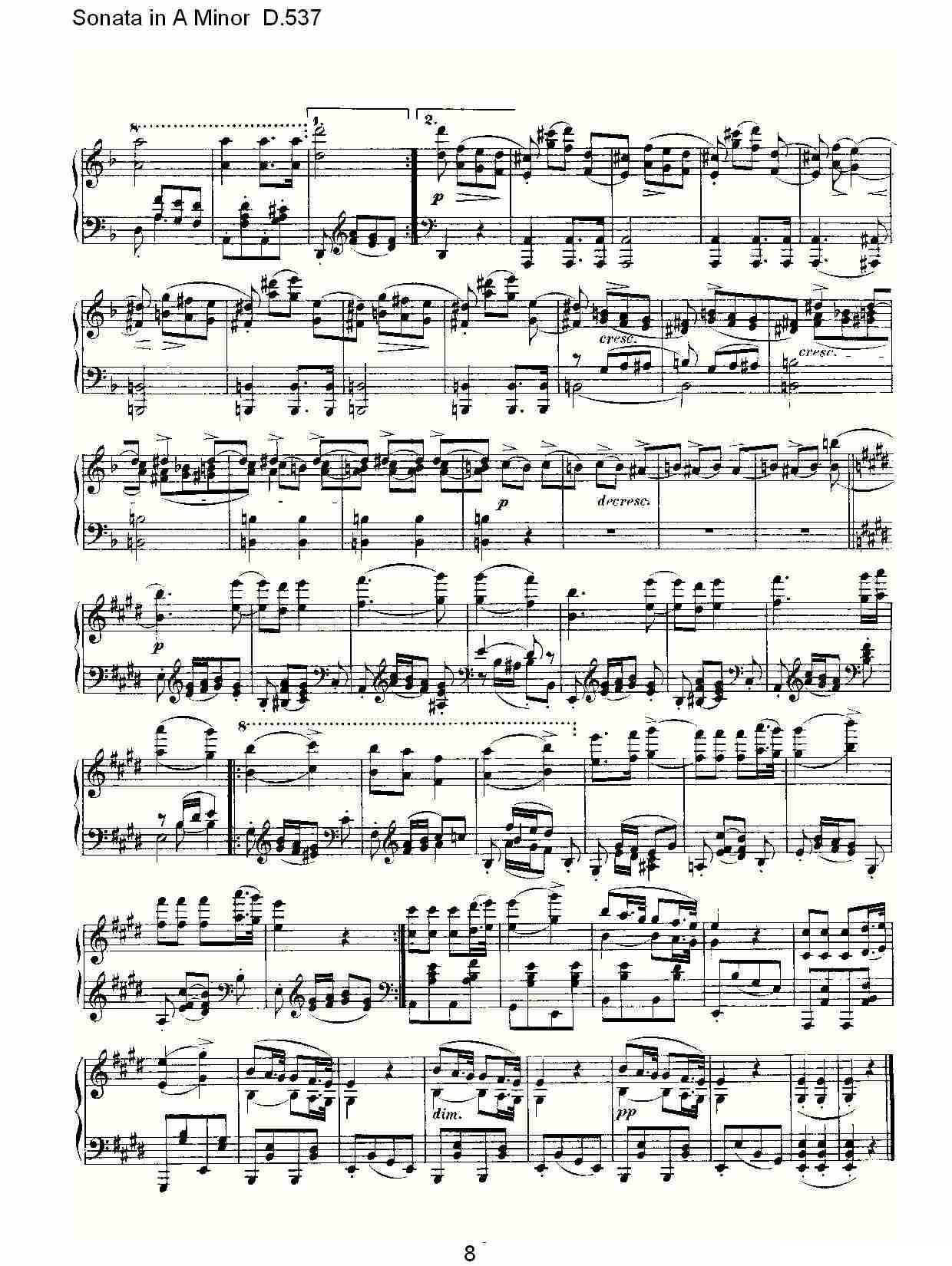 Sonata in A Minor D.537（A小调奏鸣曲 D.537）钢琴曲谱（图8）