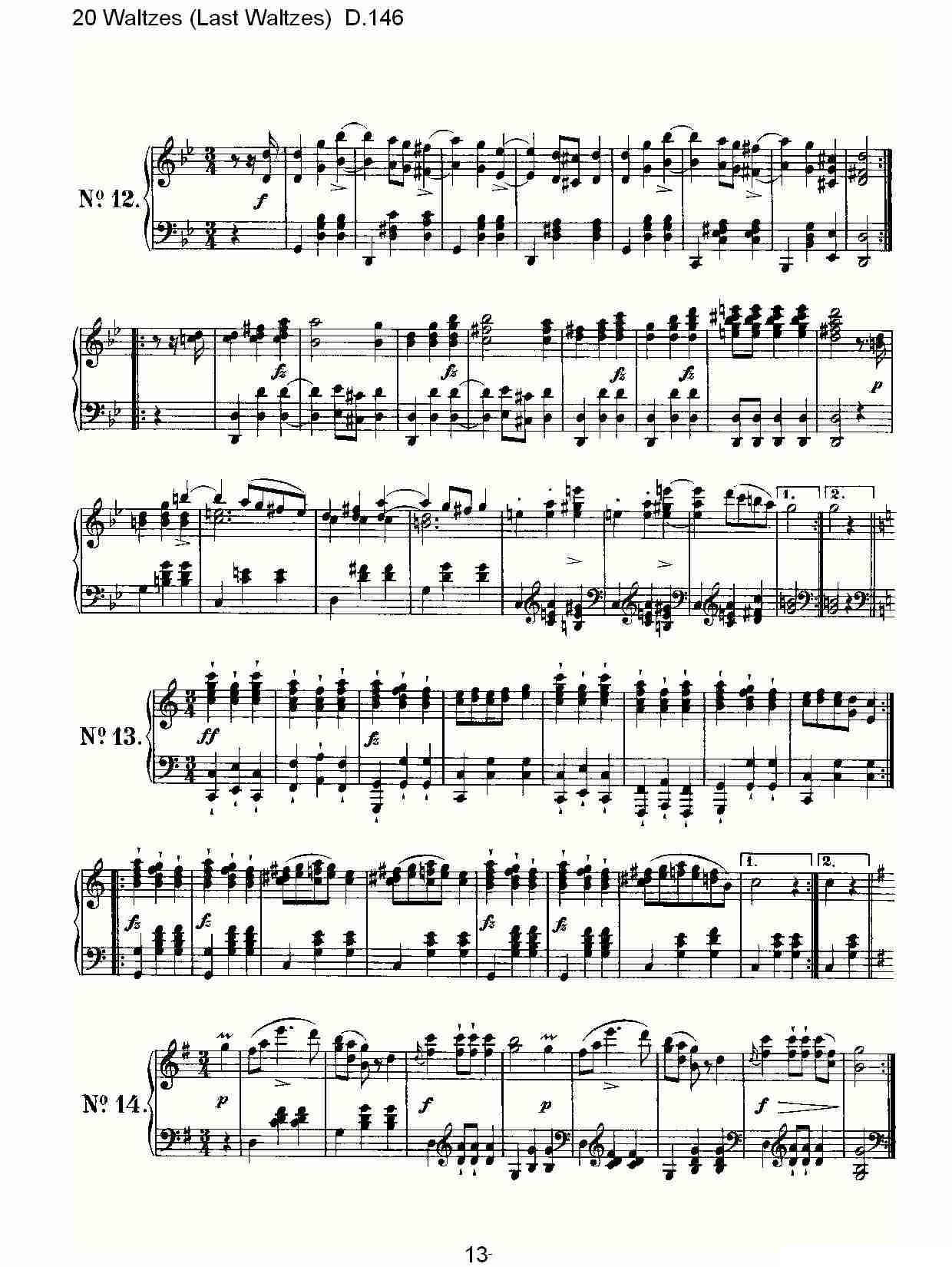 20 Waltzes（Last Waltzes) D.14）钢琴曲谱（图13）