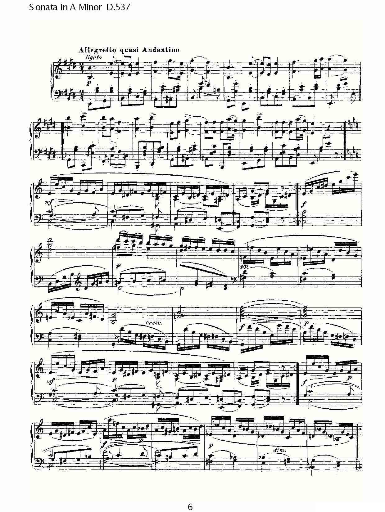 Sonata in A Minor D.537（A小调奏鸣曲 D.537）钢琴曲谱（图6）