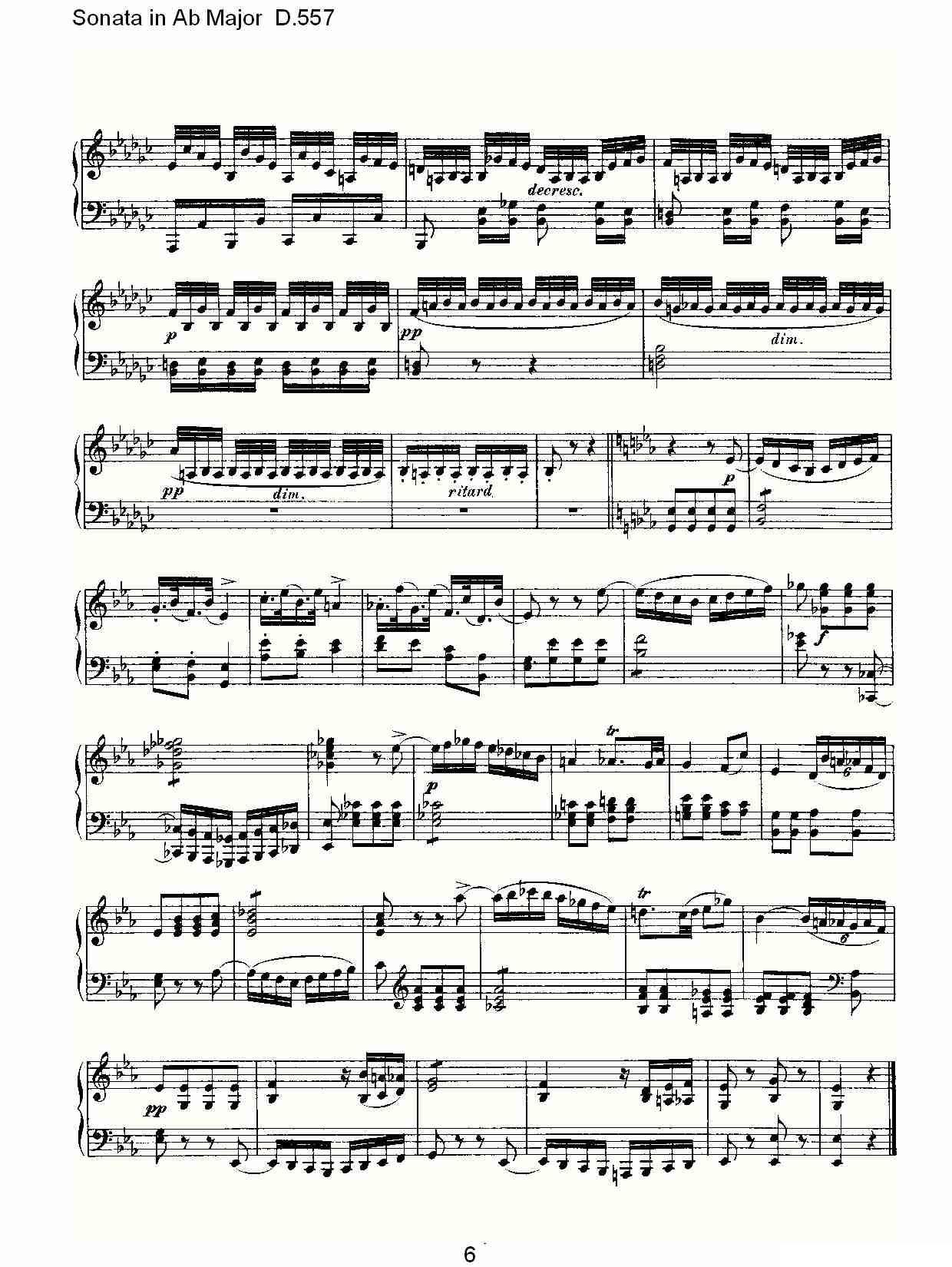 Sonata in Ab Major D.557（Ab大调奏鸣曲 D.557）钢琴曲谱（图6）