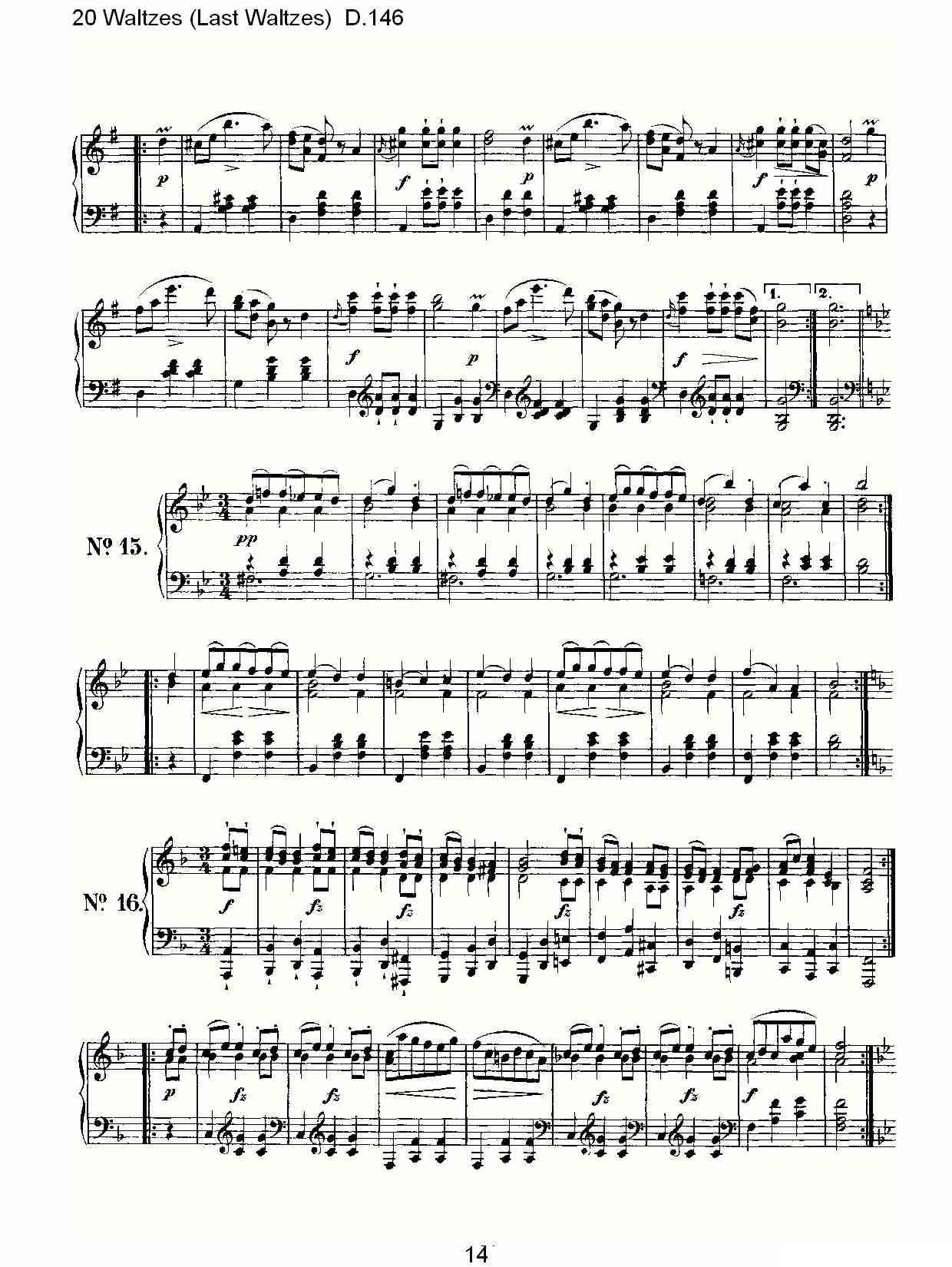 20 Waltzes（Last Waltzes) D.14）钢琴曲谱（图14）