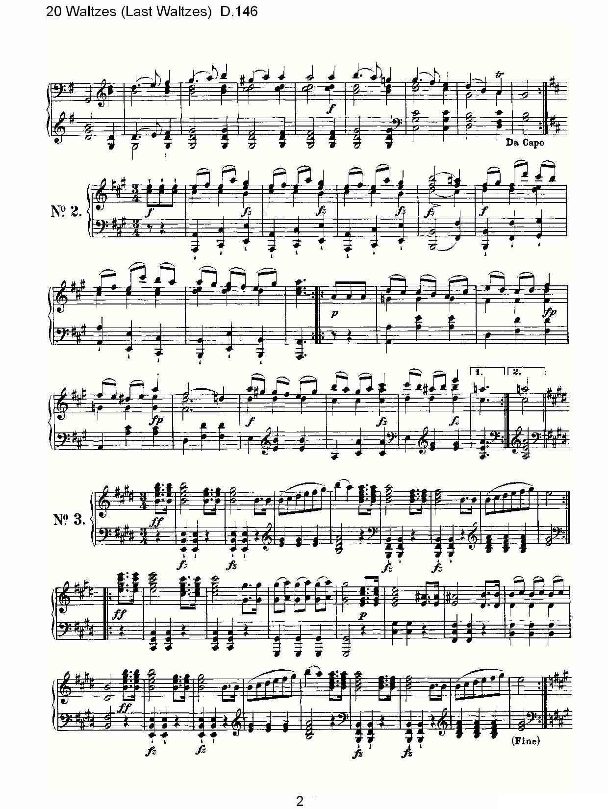 20 Waltzes（Last Waltzes) D.14）钢琴曲谱（图2）