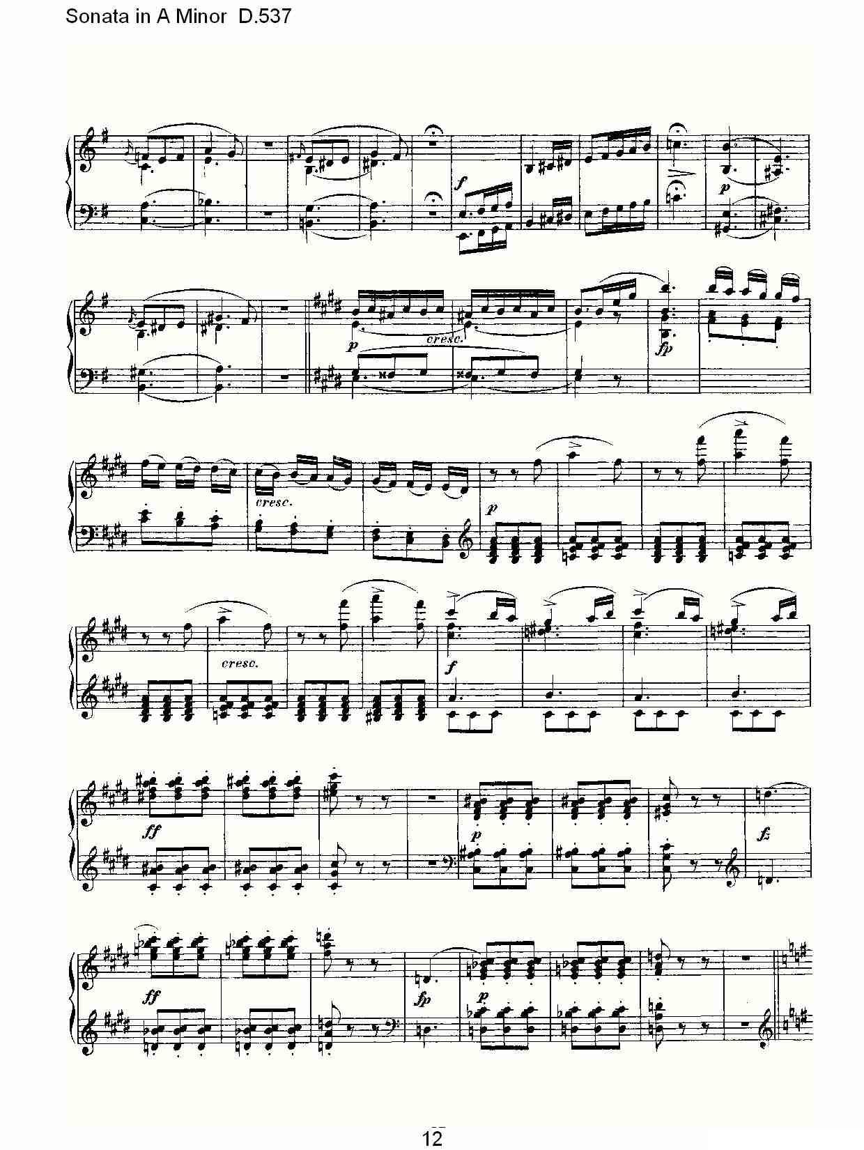 Sonata in A Minor D.537（A小调奏鸣曲 D.537）钢琴曲谱（图12）