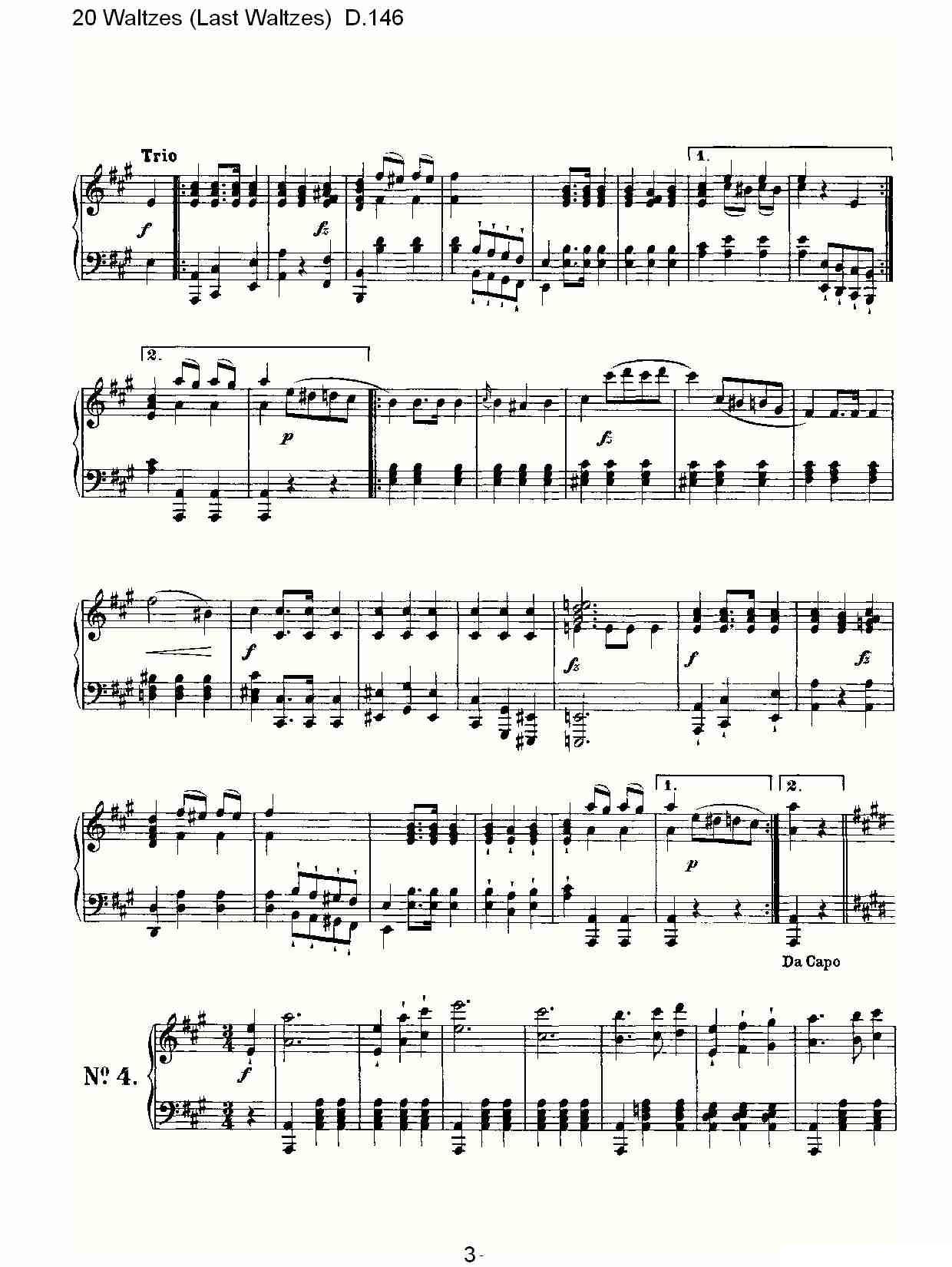 20 Waltzes（Last Waltzes) D.14）钢琴曲谱（图3）