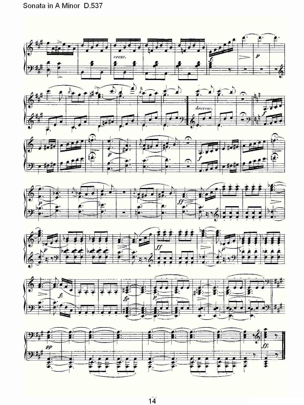 Sonata in A Minor D.537（A小调奏鸣曲 D.537）钢琴曲谱（图14）