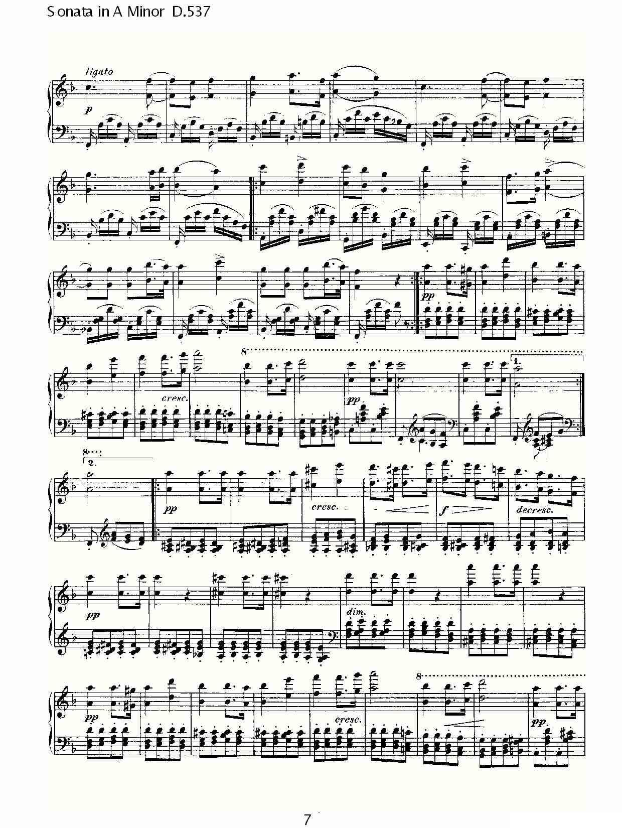 Sonata in A Minor D.537（A小调奏鸣曲 D.537）钢琴曲谱（图7）