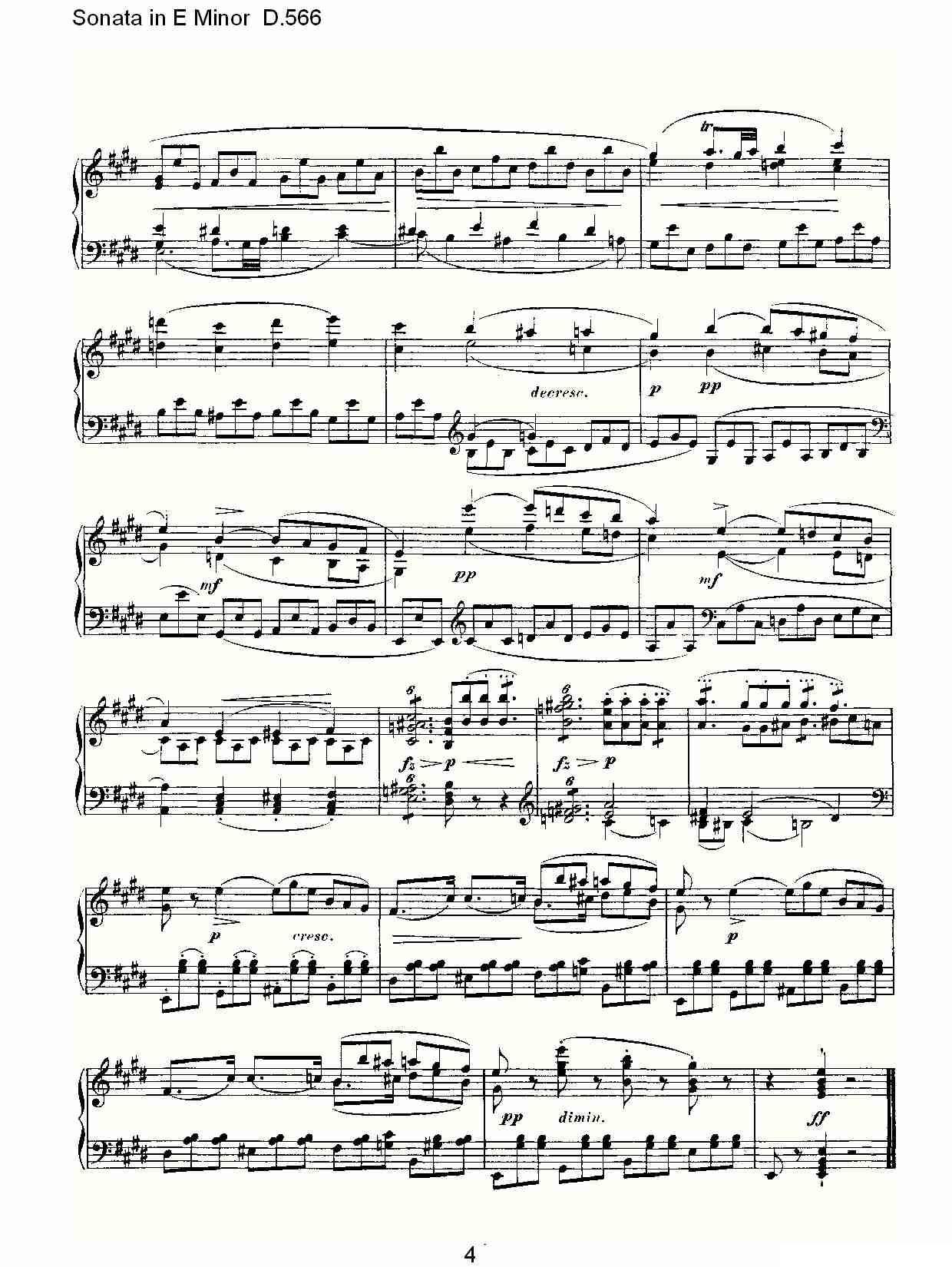 Sonata in E Minor D.566（E小调奏鸣曲 D.566）钢琴曲谱（图4）