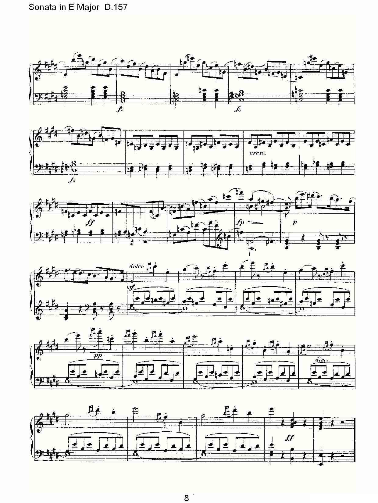 Sonata in E Major D.157（E大调奏鸣曲 D.157）钢琴曲谱（图8）