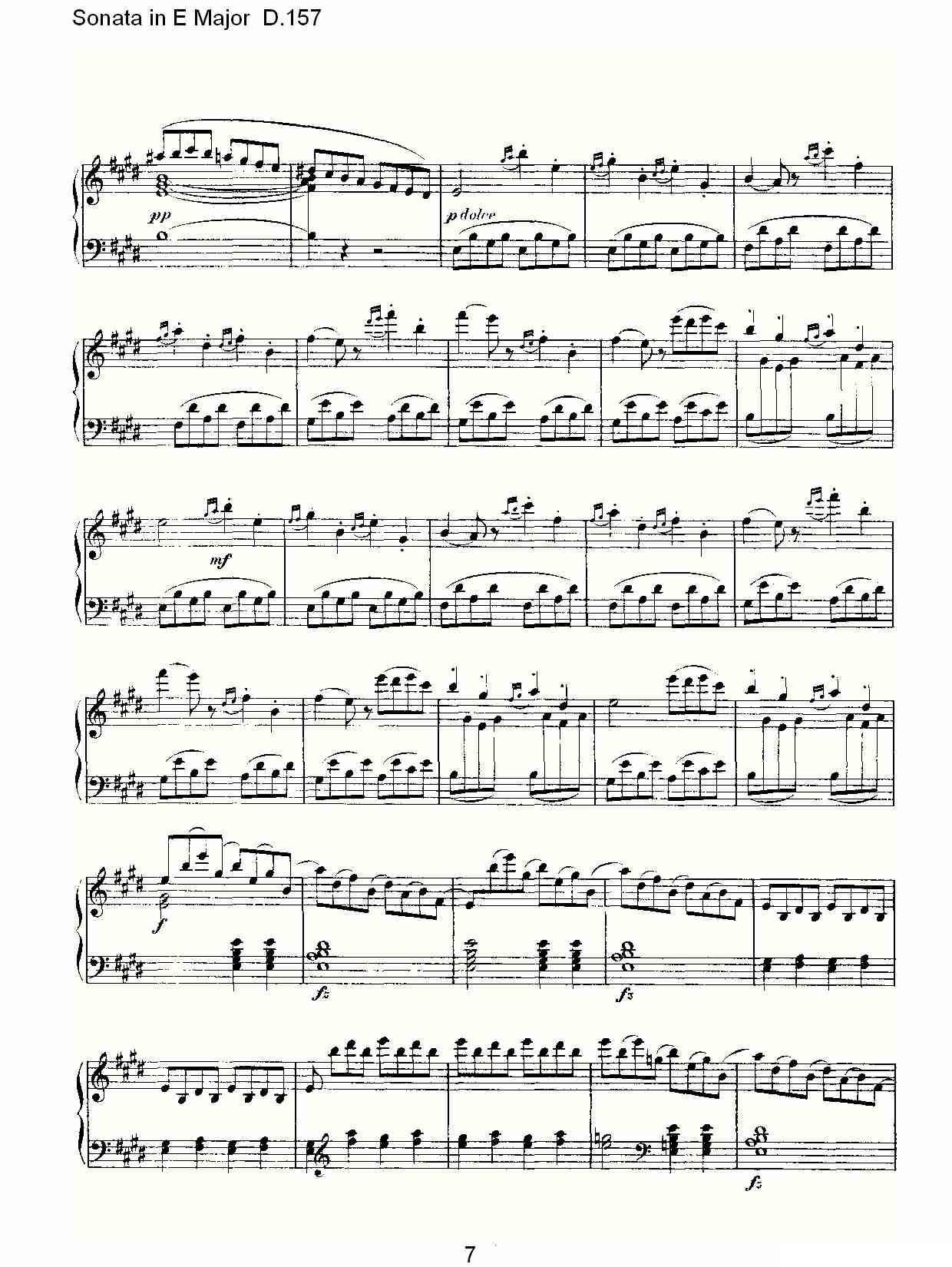 Sonata in E Major D.157（E大调奏鸣曲 D.157）钢琴曲谱（图7）