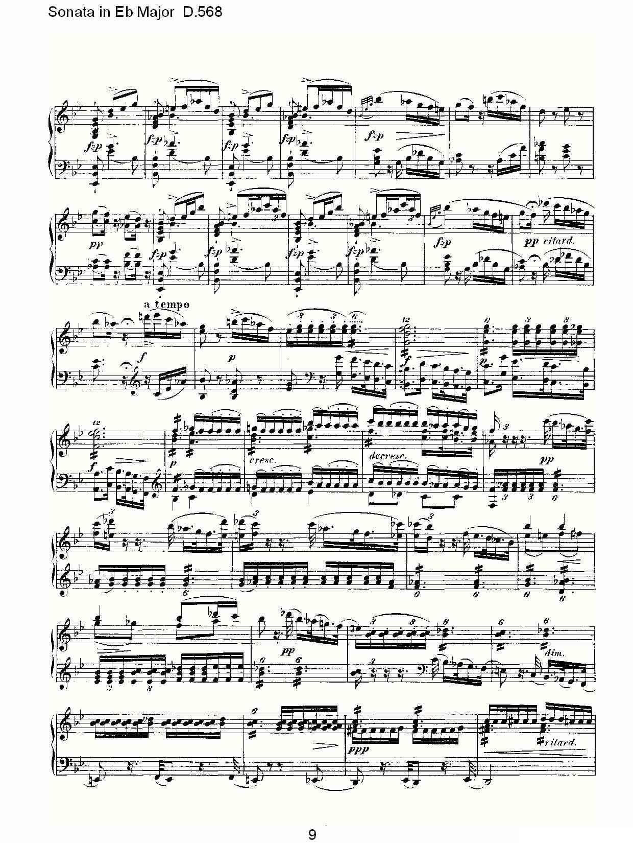 Sonata in Eb Major D.568（Eb大调奏鸣曲 D.568）钢琴曲谱（图9）
