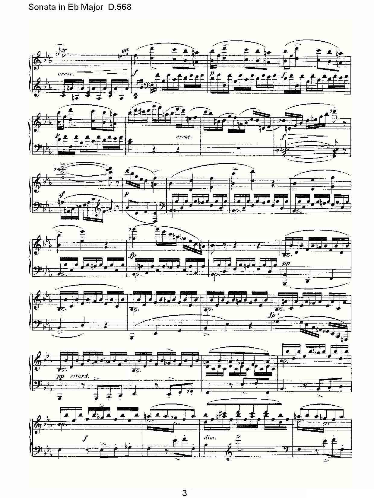 Sonata in Eb Major D.568（Eb大调奏鸣曲 D.568）钢琴曲谱（图3）