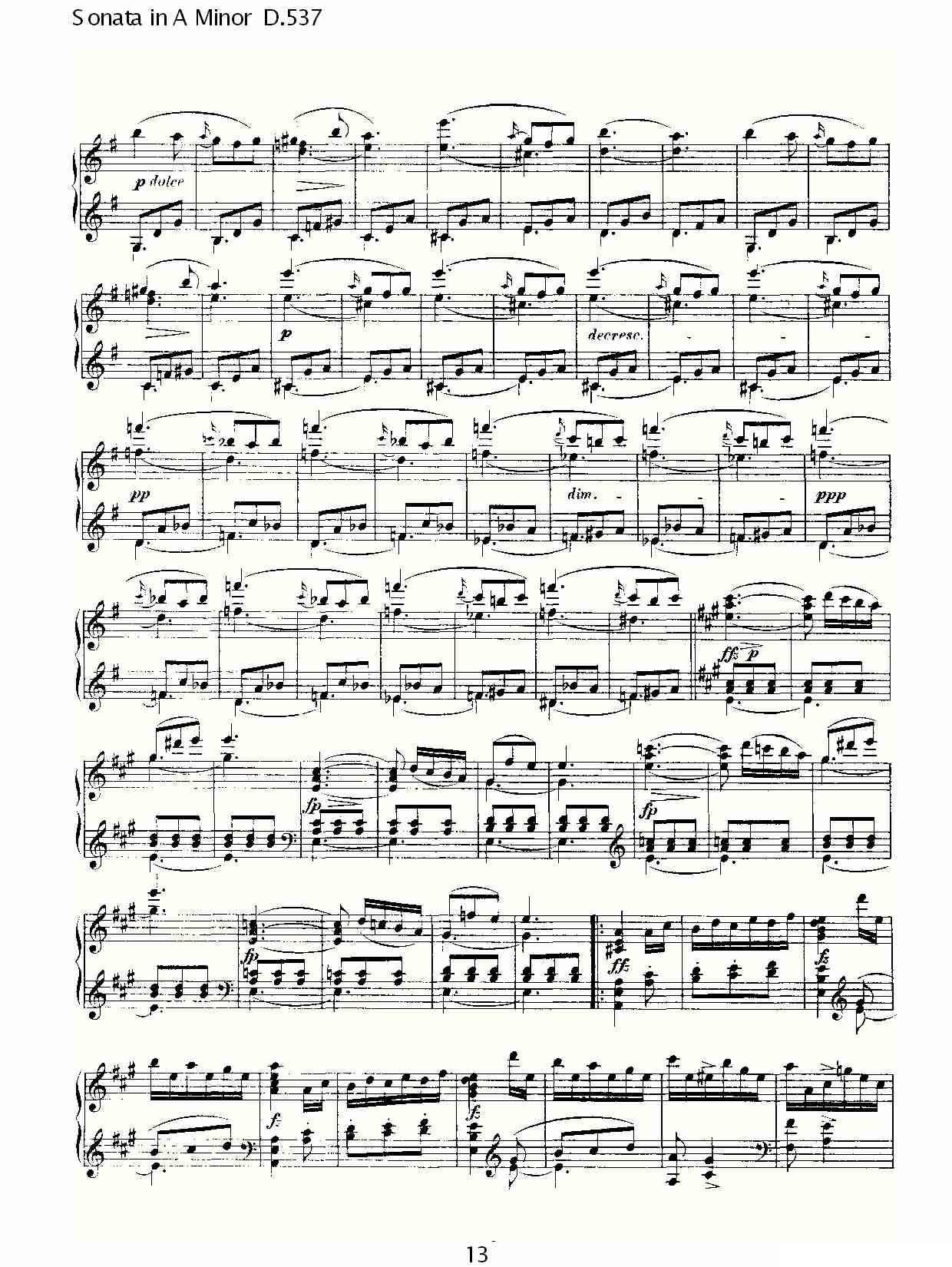 Sonata in A Minor D.537（A小调奏鸣曲 D.537）钢琴曲谱（图13）