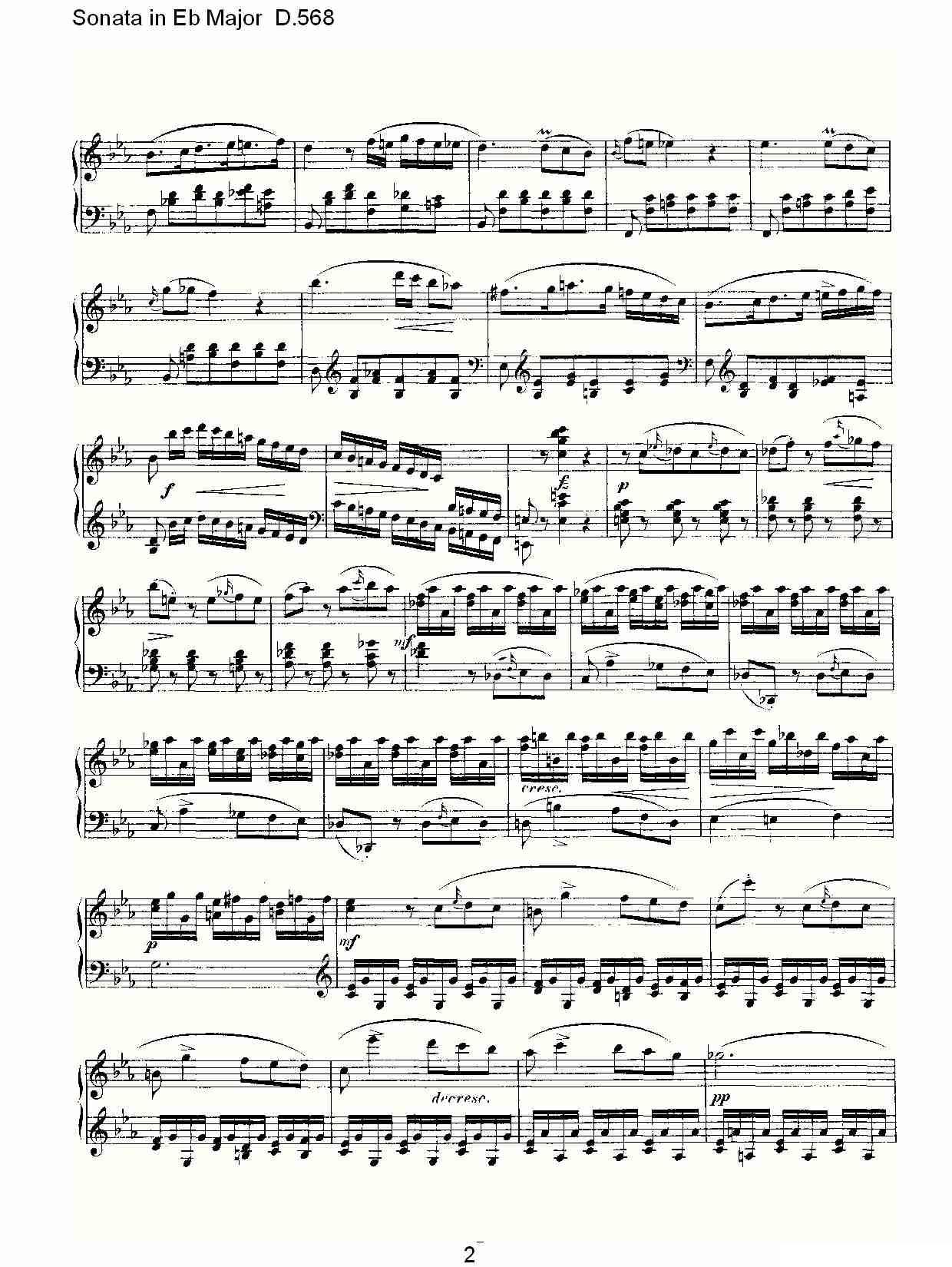 Sonata in Eb Major D.568（Eb大调奏鸣曲 D.568）钢琴曲谱（图2）