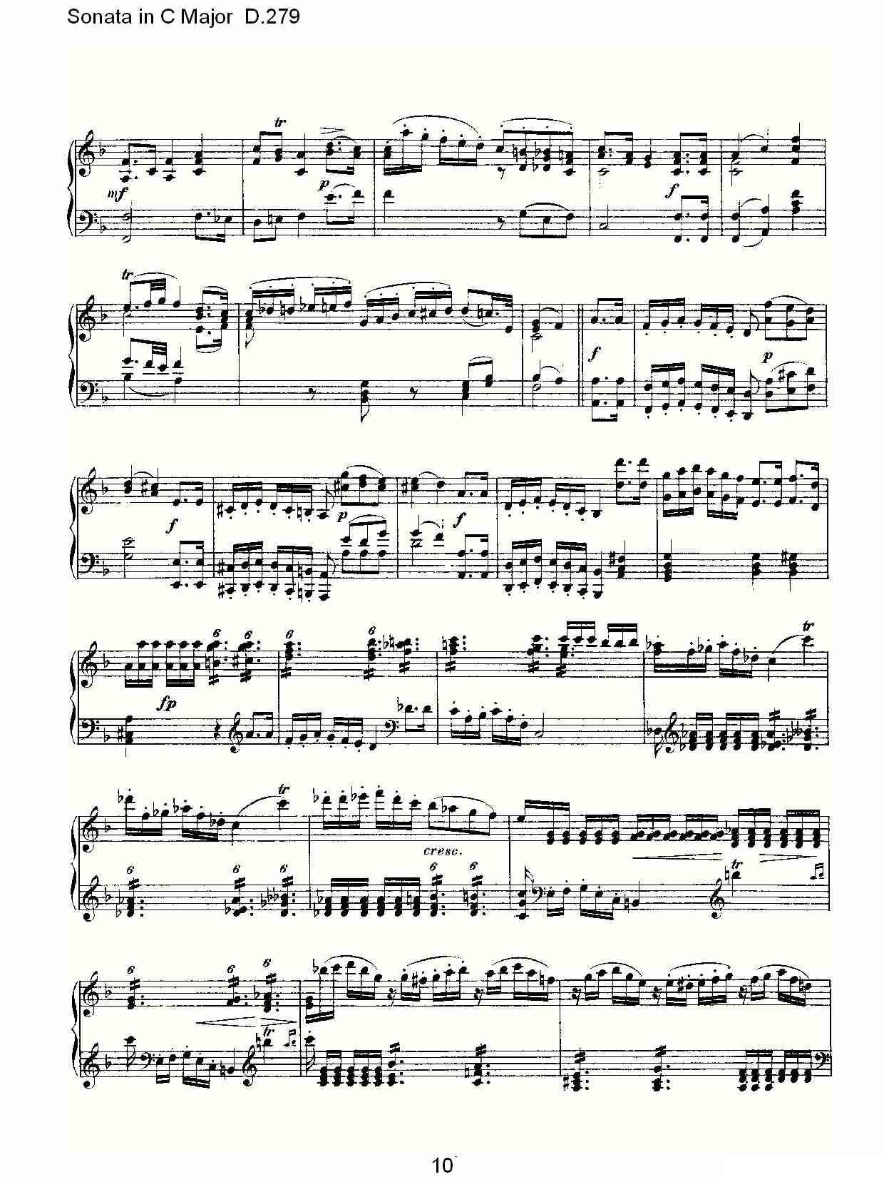 Sonata in C Major D.279（C大调奏鸣曲 D.279）钢琴曲谱（图10）